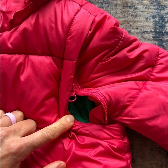 Mini Boden Red Convertible Jacket with Green Polka Dot Lining - Size 4-5 - Picture 8 of 12